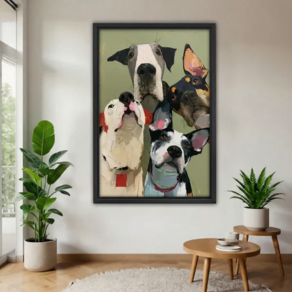 Four Curious Dogs Canvas Wall Art L6526