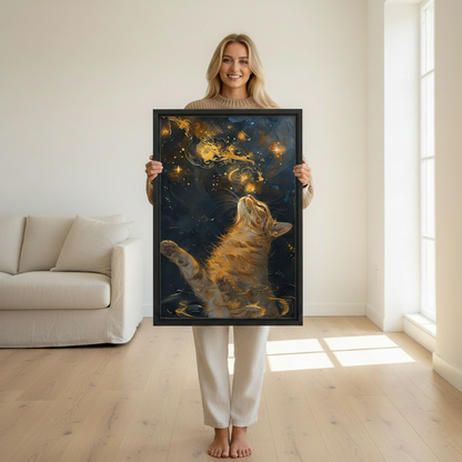 Mystical Cat Galaxy Fantasy Wall Art Print l2006
