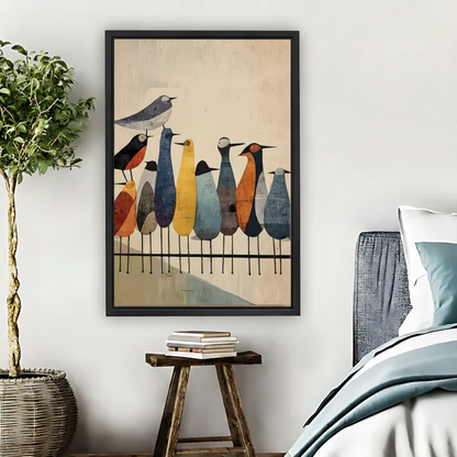 Birds on Wire - Framed Canvas Bedroom v2