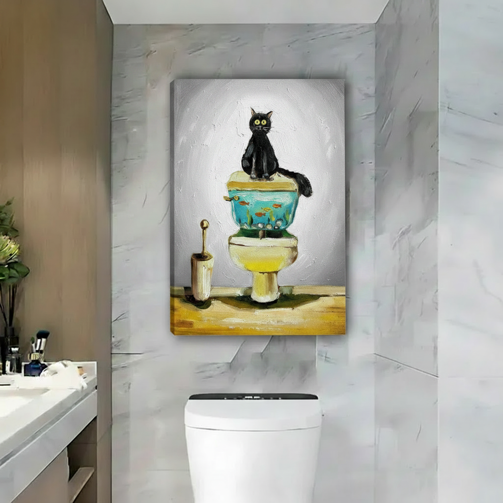 Black Cat - Canvas with Left Edge Depth