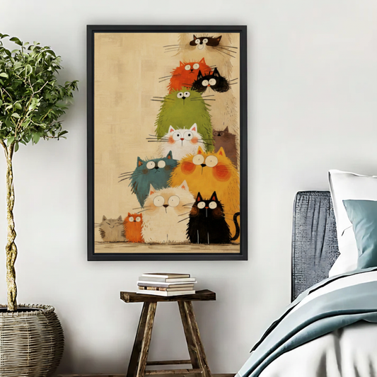Cat Stack - Framed Canvas Bedroom