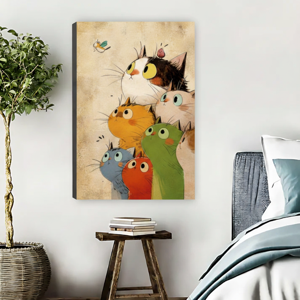 Cats Bird - Frameless Canvas Bedroom