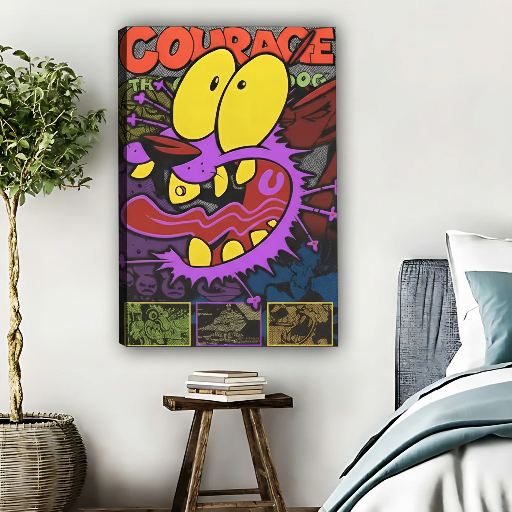 Courage卡通狗波普艺术画无框画布场景图