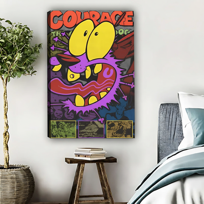 Courage卡通狗波普艺术画无框画布场景图