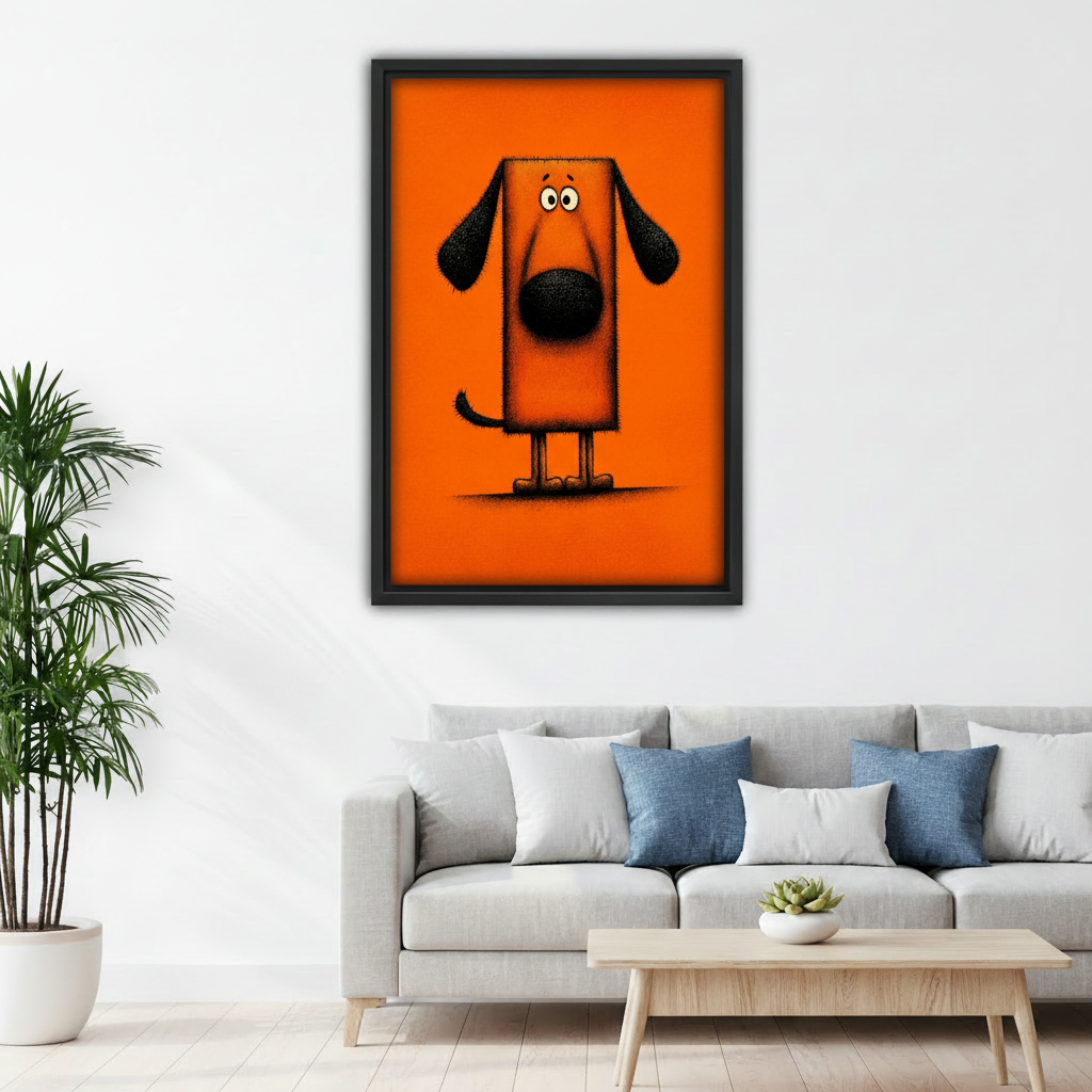 Whimsical Orange Dog Canvas Wall Art | Framed & Unframed l3878