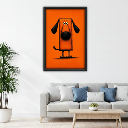 Whimsical Orange Dog Canvas Wall Art | Framed & Unframed l3878