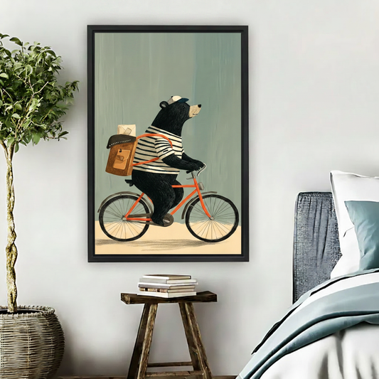 Cycling Bear Vintage Animal Wall Art Print l1977