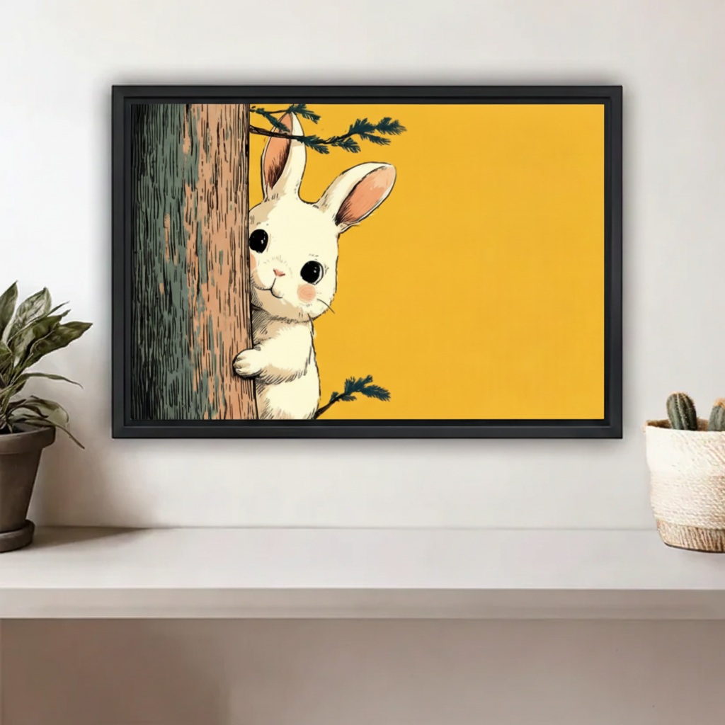 Peek-a-Boo Bunny Cute Animal Wall Art Print l1998