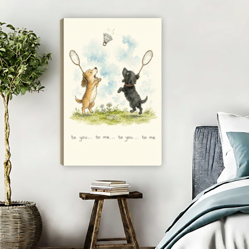 Dogs Badminton - Frameless Canvas