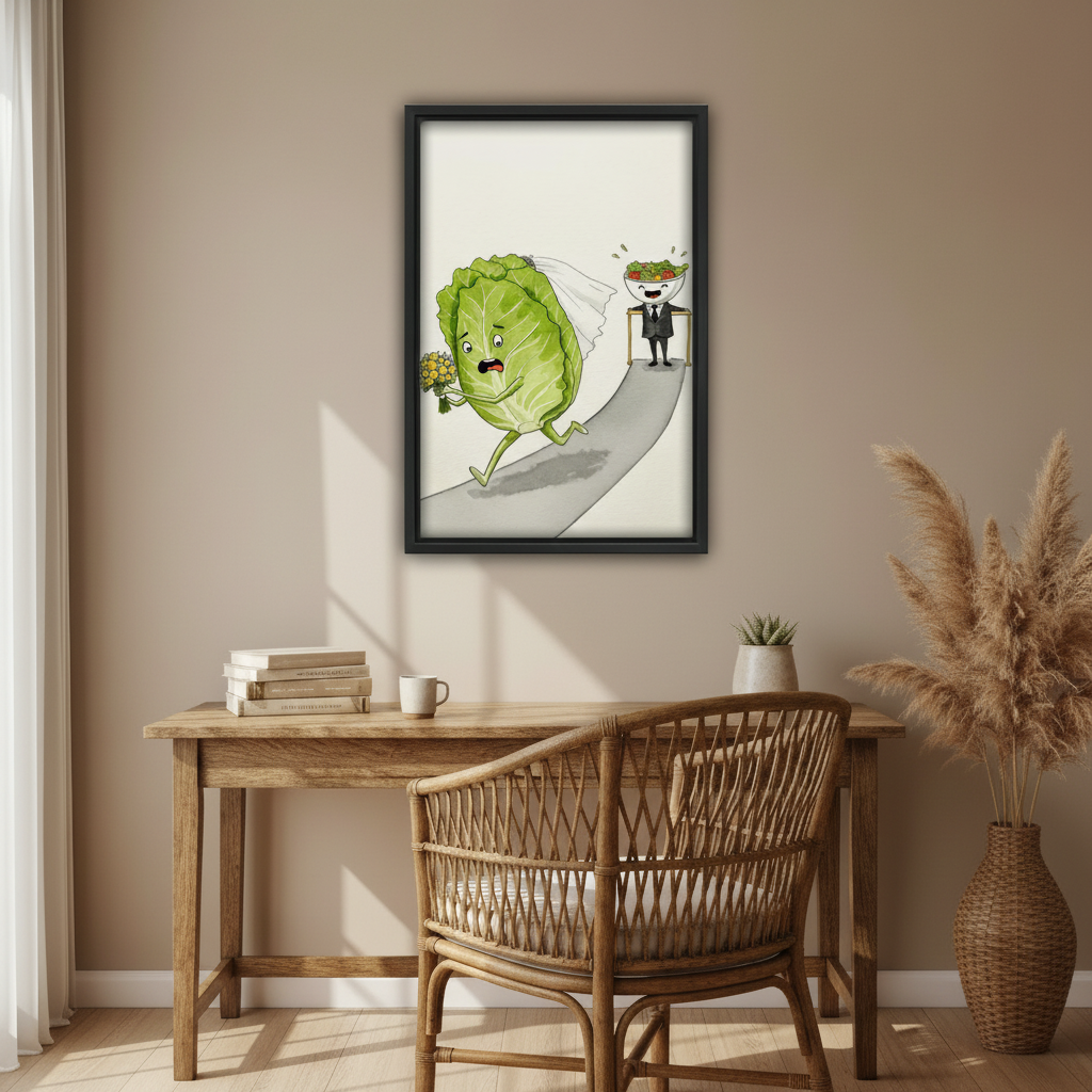 Funny Vegetable Wedding Runaway Bride Cartoon Wall Art l1989