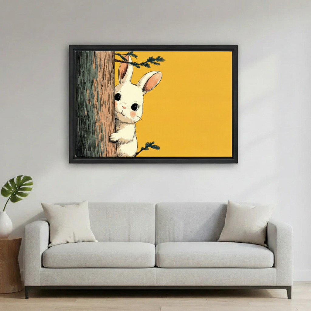 Peek-a-Boo Bunny Cute Animal Wall Art Print l1998