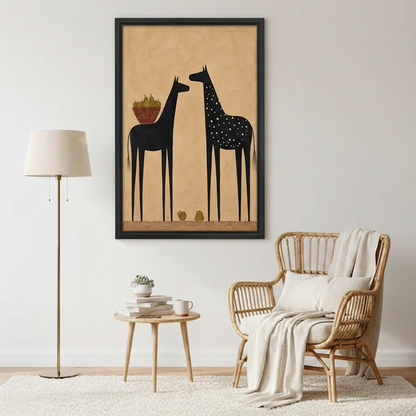 Tall Folk Horses Canvas Wall Art L6229