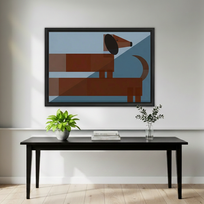 Geometric Dachshund Canvas Wall Art | Framed & Unframed l4990
