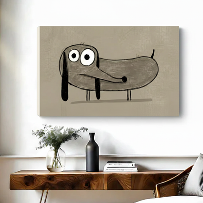 Cute dachshund sketch gallery wrap canvas print minimalist dog wall art