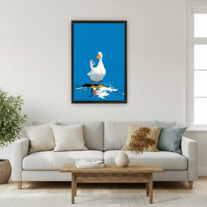 Funny Zen Duck OK Gesture Pop Art Wall Print Framed l2040