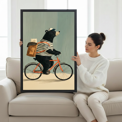 Cycling Bear Vintage Animal Wall Art Print l1977