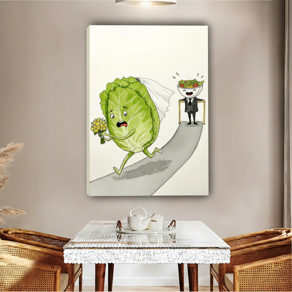 Funny Vegetable Wedding Runaway Bride Cartoon Wall Art l1989