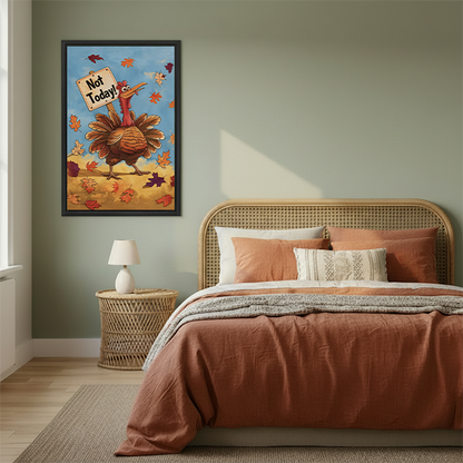 Whimsical Not Today Turkey Canvas Wall Art | Framed & Unframed l5101