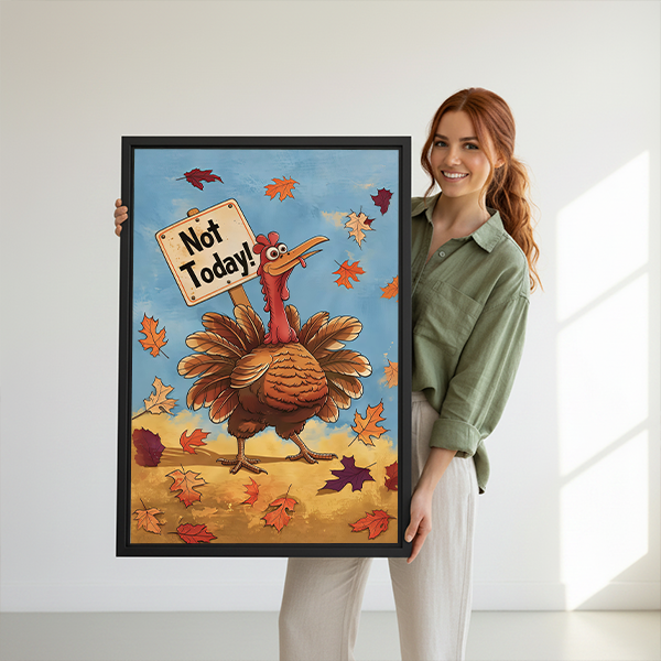 Whimsical Not Today Turkey Canvas Wall Art | Framed & Unframed l5101