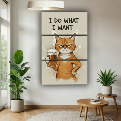 Funny Grumpy Cat Canvas Wall Art – “I Do What I Want” Sassy Cat Decor for Living Room | Liberty Signs #Y2001