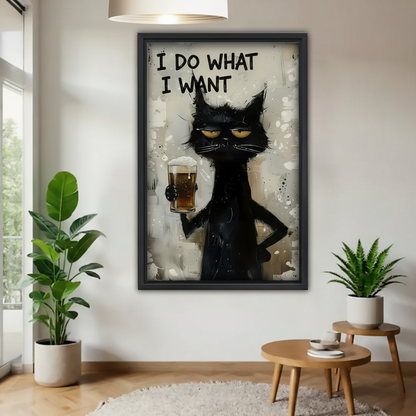 Sassy Black Cat Canvas Wall Art – “I Do What I Want” Funny Cat Decor | Liberty Signs #Y2002