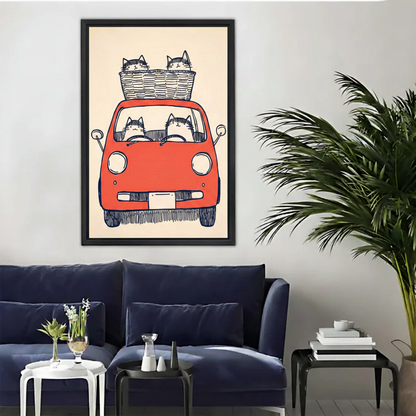 Cats Road Trip Framed Canvas Wall Art Print|Liberty Signs#L1876