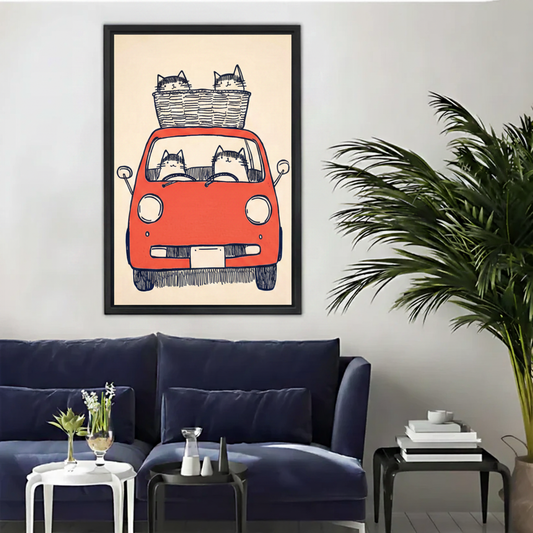 Cats Road Trip Framed Canvas Wall Art Print|Liberty Signs#L1876