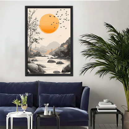 Japanese Zen Landscape Framed Canvas Wall Art Print|Liberty Signs#L1840