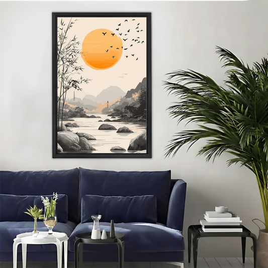 Japanese Zen Landscape Framed Canvas Wall Art Print|Liberty Signs#L1840