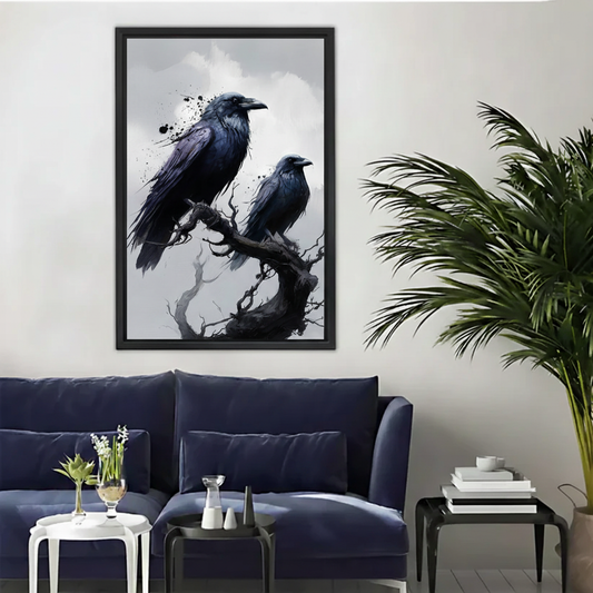Two Ravens Dark Gothic Bird Wall Art Framed Canvas Print|Liberty Signs#L1931