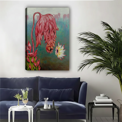 Surreal Pink Flamingo Floral Oil Painting Framed Canvas Art|Liberty Signs#L1821