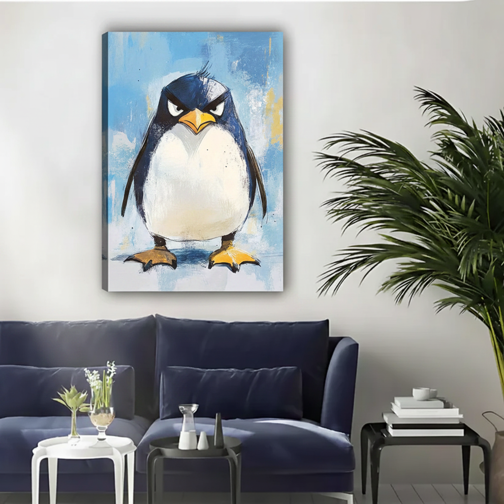 Grumpy Penguin Funny Animal Framed Canvas Wall Art|Liberty Signs#L1841