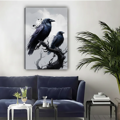 Two Ravens Dark Gothic Bird Wall Art Framed Canvas Print|Liberty Signs#L1931