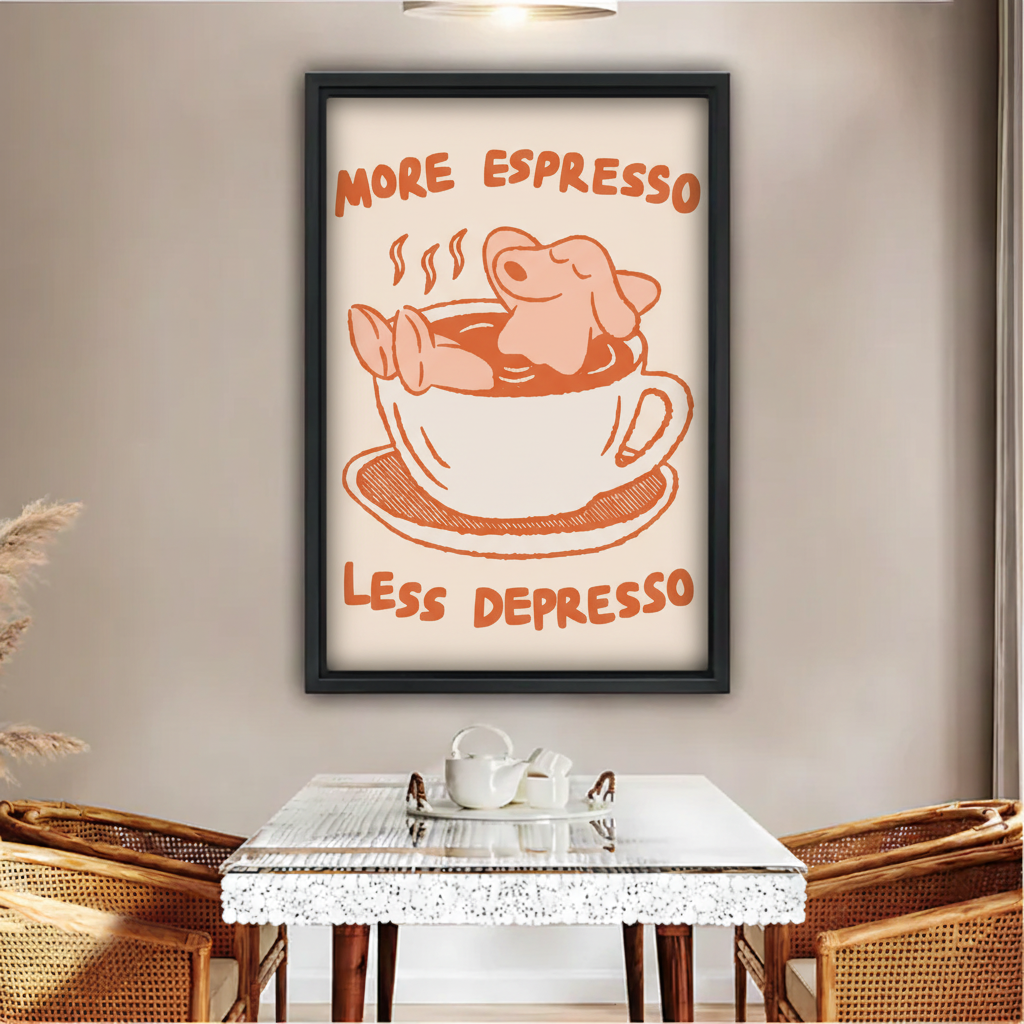 More Espresso Less Depresso Funny Coffee Wall Art Print|Liberty Signs#L1951