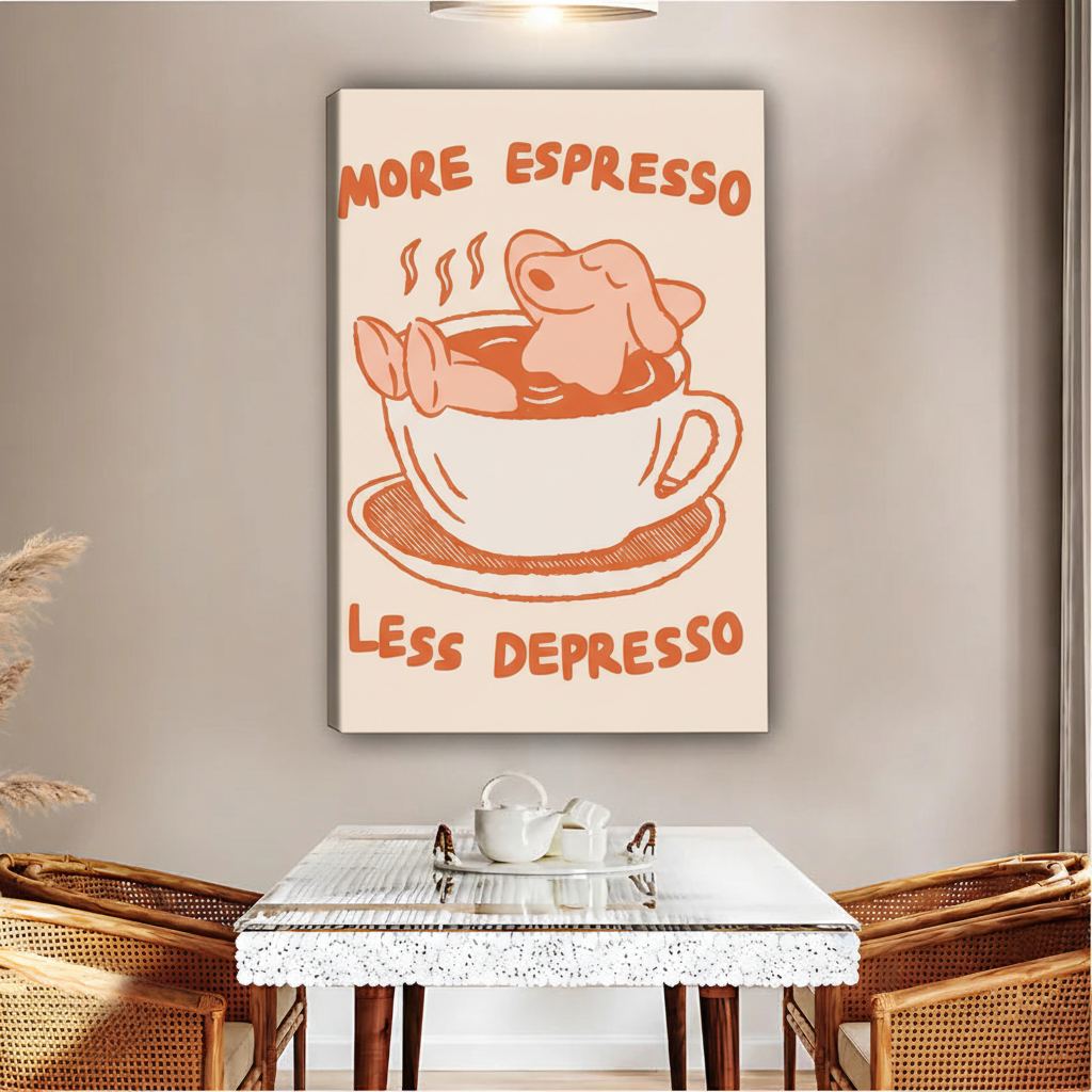 More Espresso Less Depresso Funny Coffee Wall Art Print|Liberty Signs#L1951