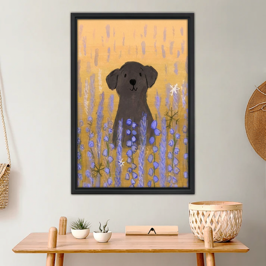 Black Lab in Lavender Field Wall Art | Dog Lover Canvas Print|Liberty Signs #L693