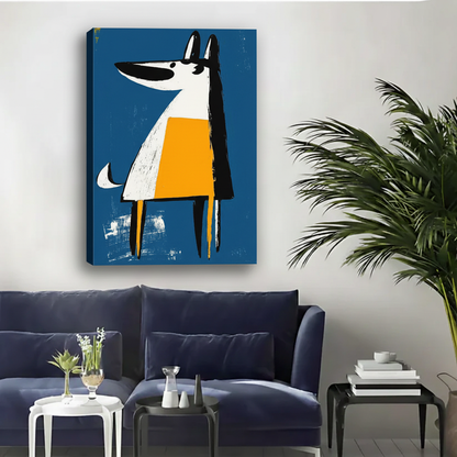 Cartoon Dog Blue Canvas Wall Art Print|Liberty Signs#L1786