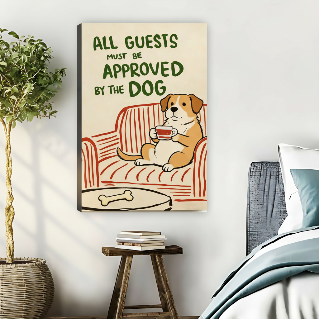 All Guests Must Be Approved By The Dog Framed Canvas Print| Liberty Signs #L1638