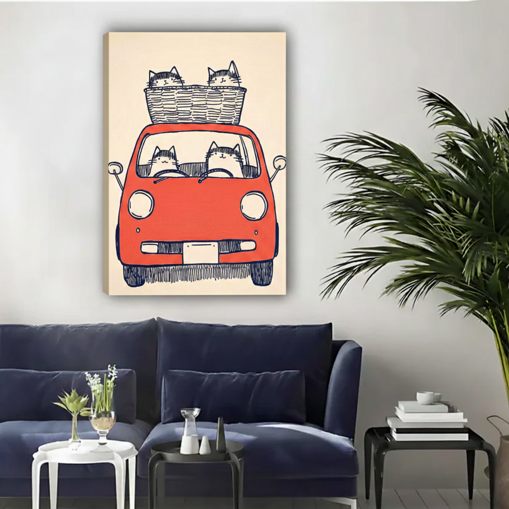 Cats Road Trip Framed Canvas Wall Art Print|Liberty Signs#L1876