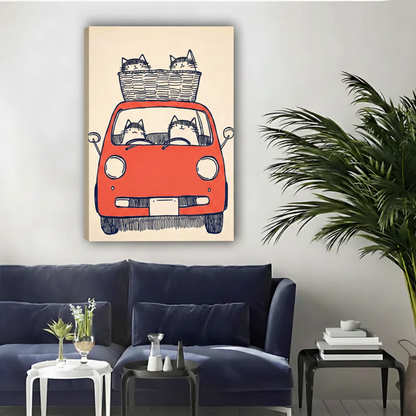 Cats Road Trip Framed Canvas Wall Art Print|Liberty Signs#L1876
