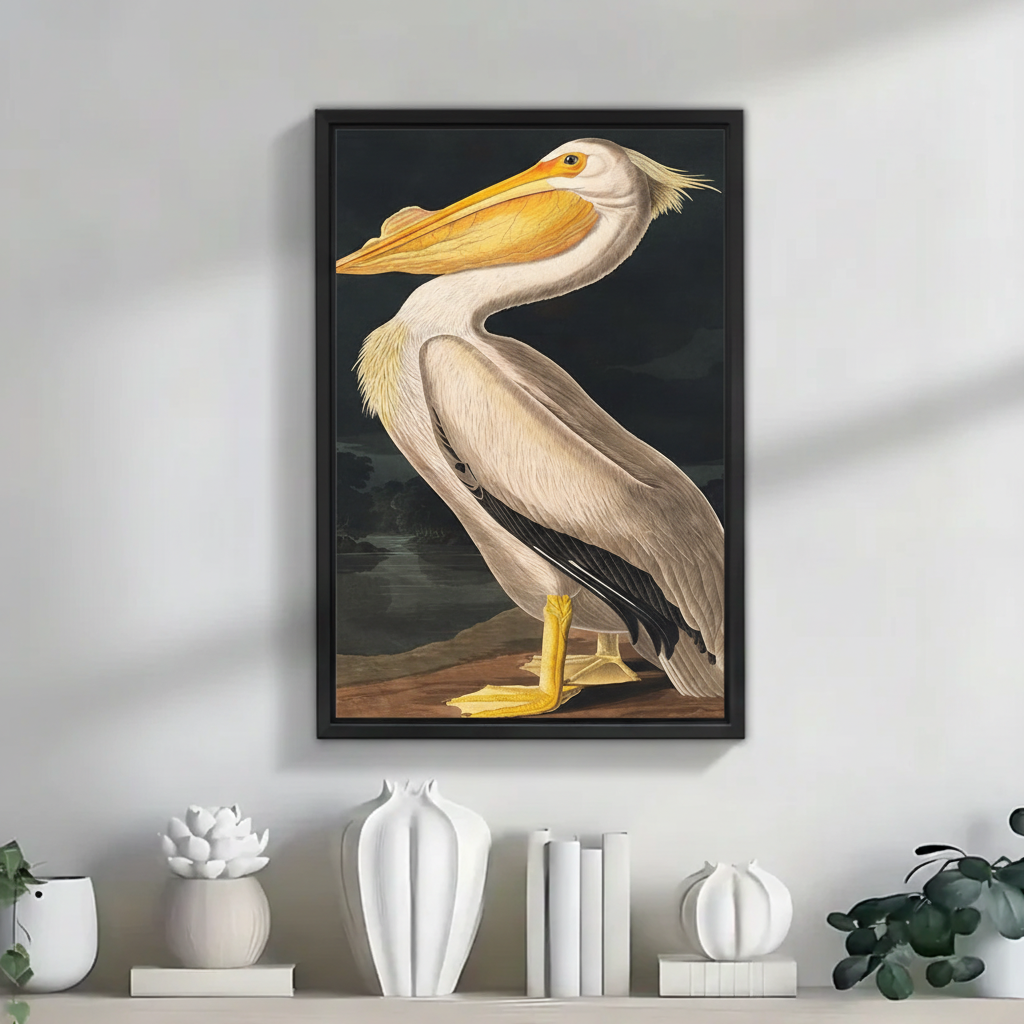 White Pelican Canvas Wall Art - Vintage Bird Print for Home Decor | Liberty Signs #L265