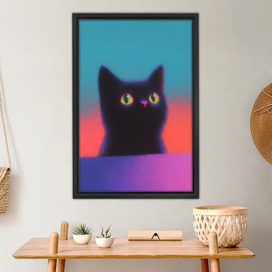 Black Cat Sunset Wall Art - Vibrant Gradient Canvas Print|Liberty Signs #L907