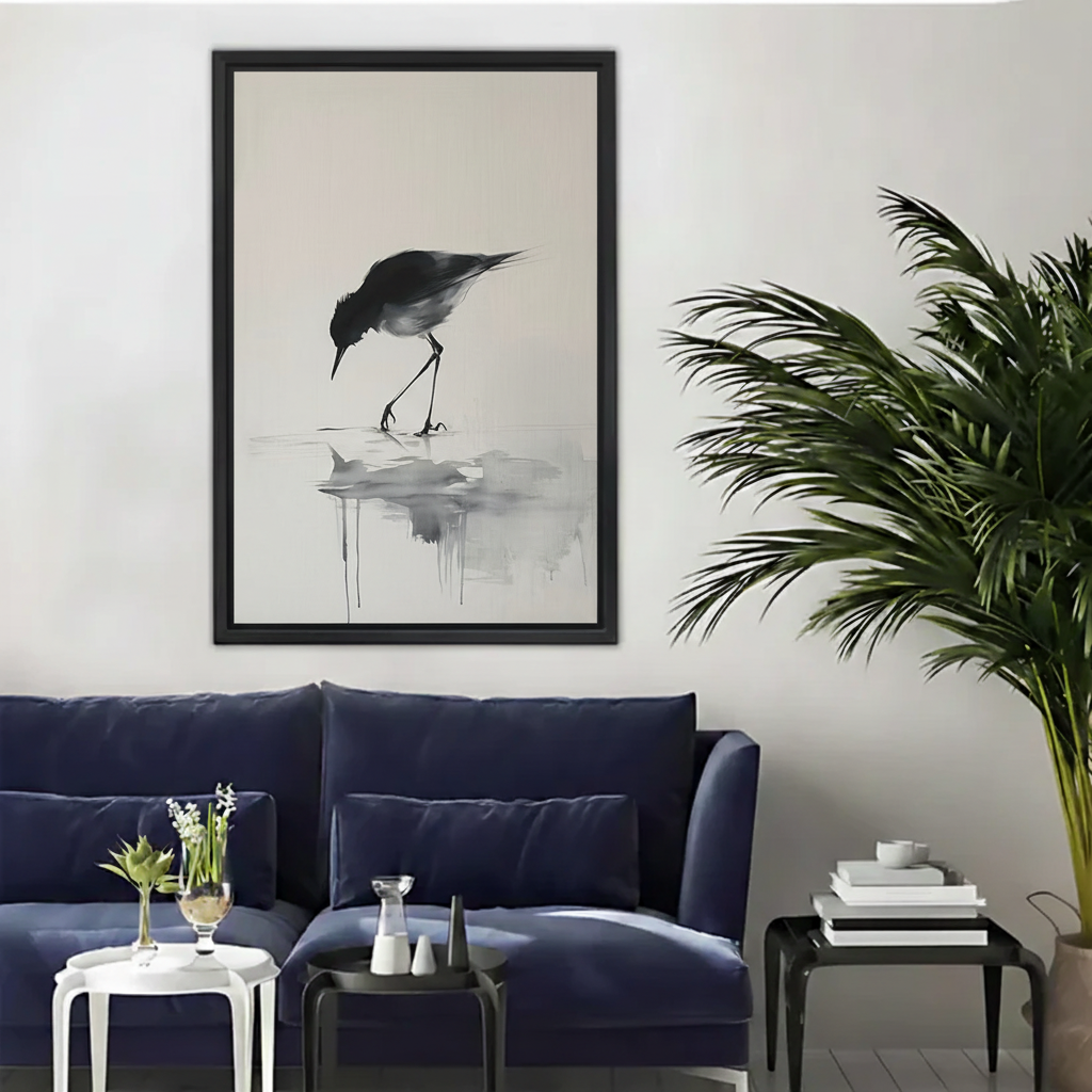 Minimalist Bird Canvas Wall Art – Black Framed Print|Liberty Signs#L1796