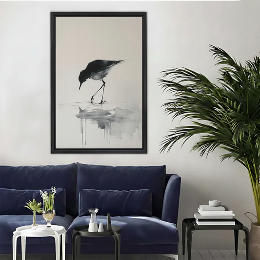 Minimalist Bird Canvas Wall Art – Black Framed Print|Liberty Signs#L1796
