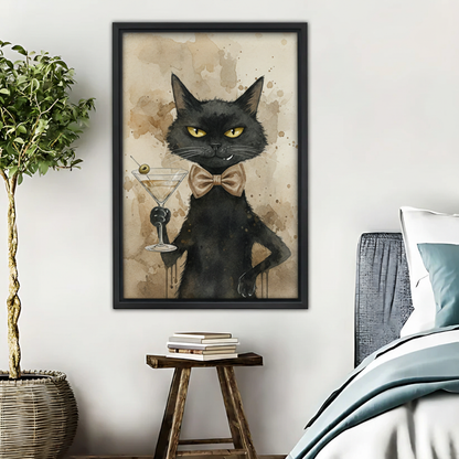 Sophisticated Black Cat Martini Wall Art|Liberty Signs #L384