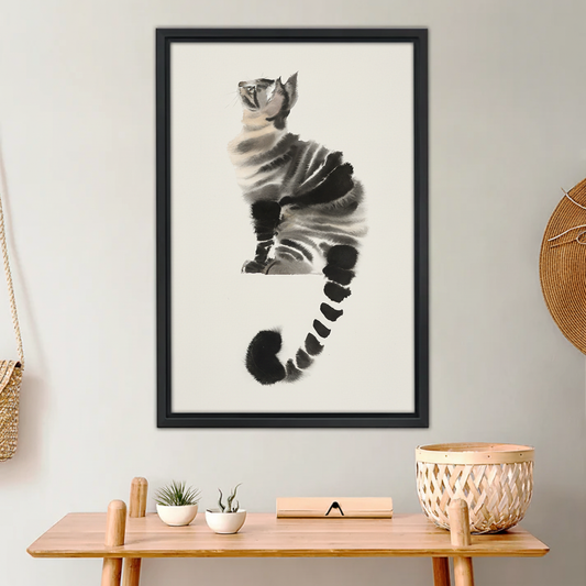 Watercolor Cat Wall Art Print - Minimalist Black & White Kitten Poster|Liberty Signs #L677
