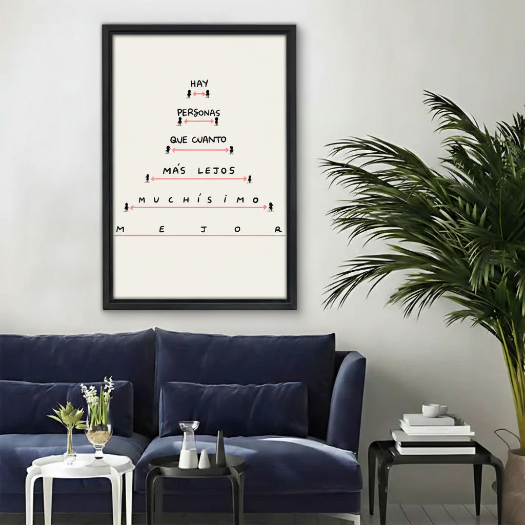 Social Distance Funny Chart Spanish Framed Wall Art | Liberty Signs #L1007