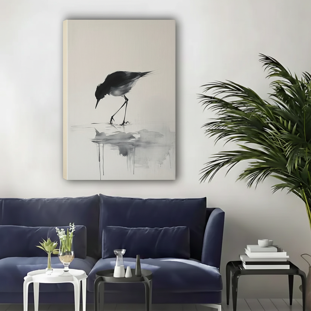 Minimalist Bird Canvas Wall Art – Black Framed Print|Liberty Signs#L1796