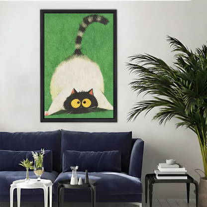 Funny Upside Down Cat Framed Canvas Wall Art Print|Liberty Signs#L1933