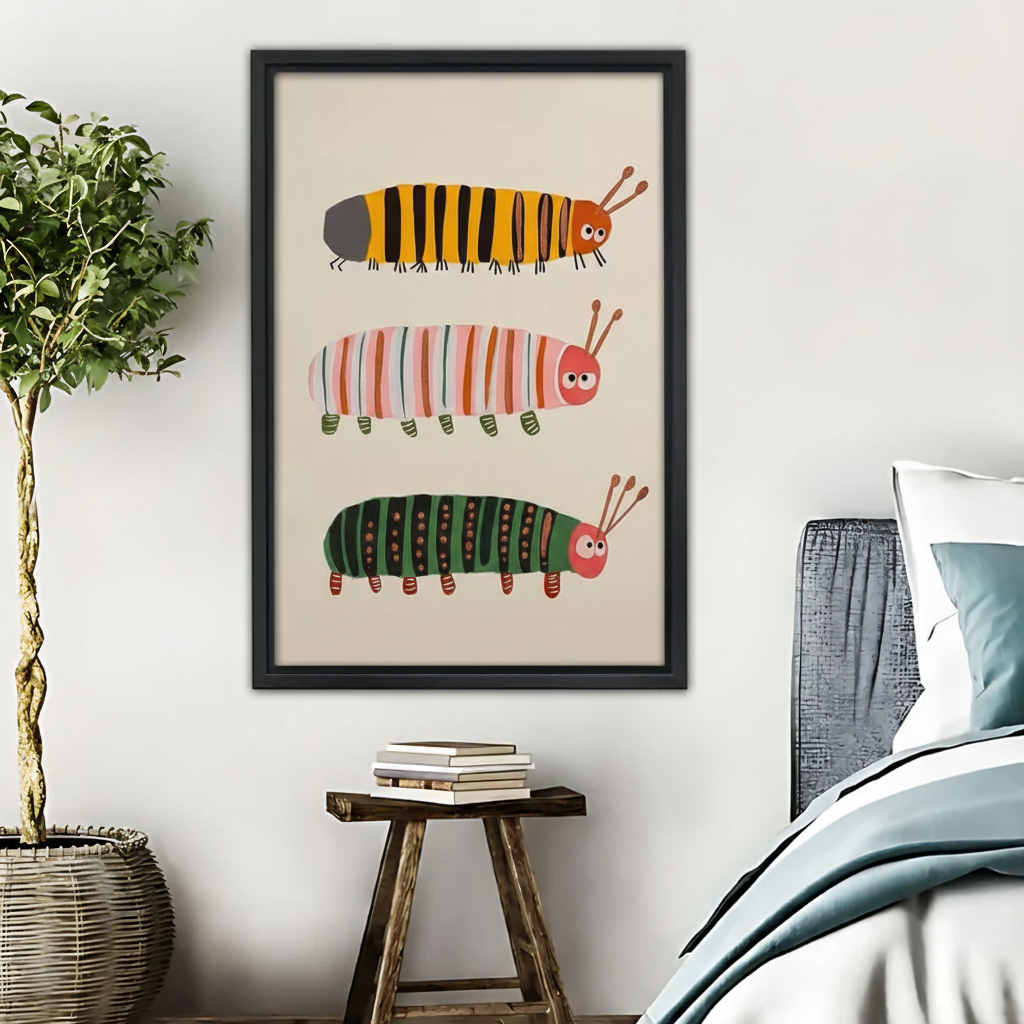 Colorful Caterpillar Wall Art for Kids Room | Nursery Decor Prin | Surreal Wall Decor|Liberty Signs #L419